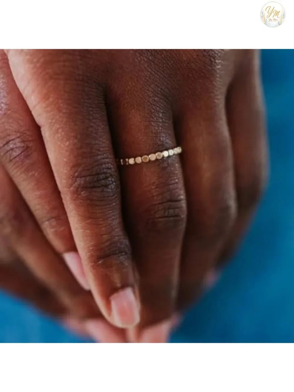 14k Gold Filled Handmade Stacking Ring Dainty Smashed Bead Band Women's Jewelry